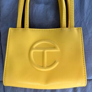 TELFAR SMALL YELLOW SHOPPING TOTE BAG